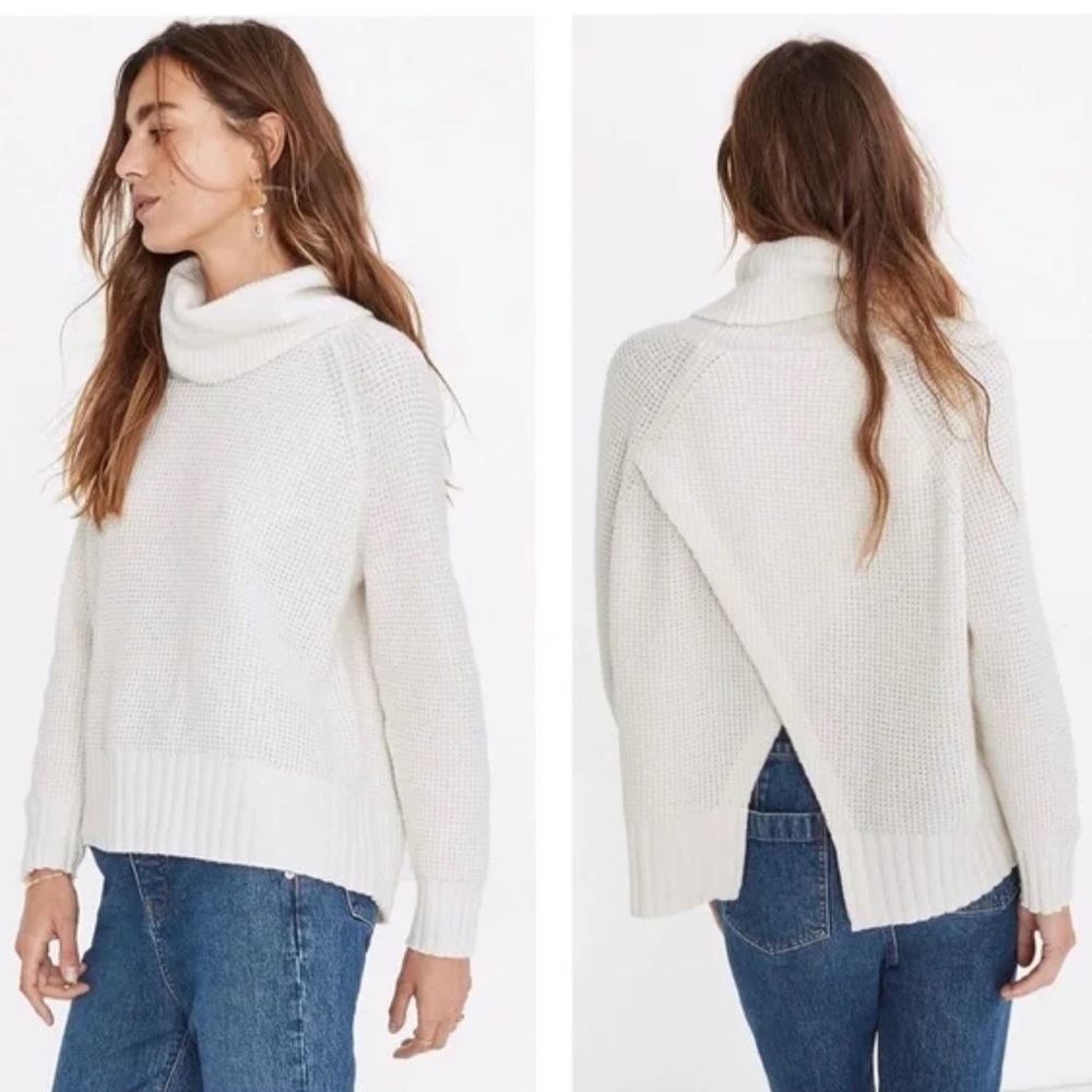 NWT Madewell Eastbrook Turtleneck CrossBack Sweater in Cotton-Merino Yarn,Size S